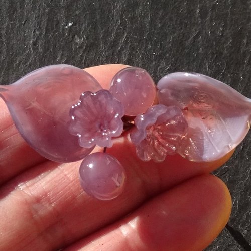 Headpins en verre filé, lampwork, verre de murano, perl.6542