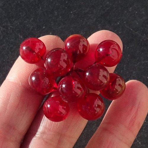 Lot de 10 headpins en verre filé, lampwork, verre de murano, perl.6543