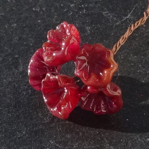 5 headpins en verre filé, lampwork, verre de murano, perl.6544