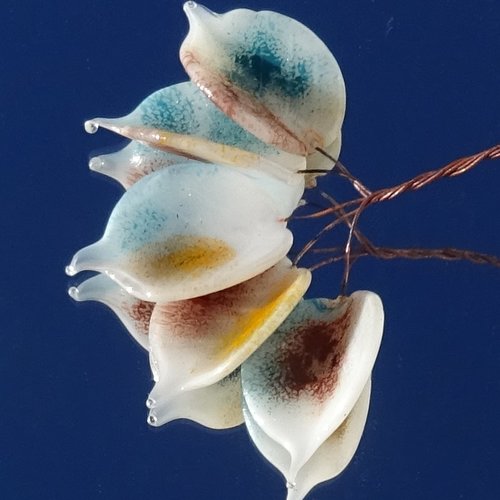 Lot de 5 headpins en verre filé, lampwork, verre de murano, perl.6547