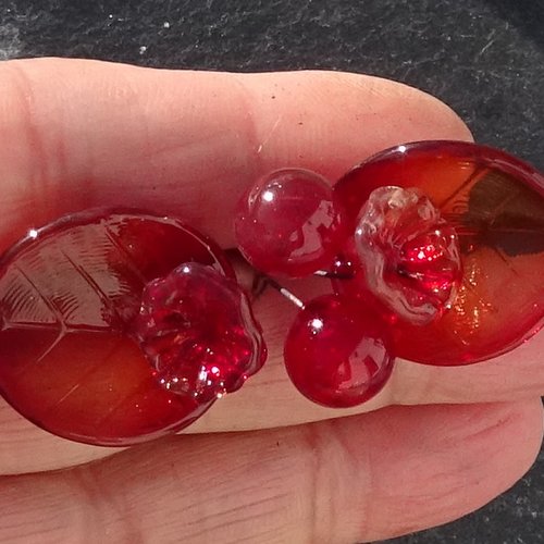 6 headpins en verre filé, lampwork, verre de murano, perl.6549