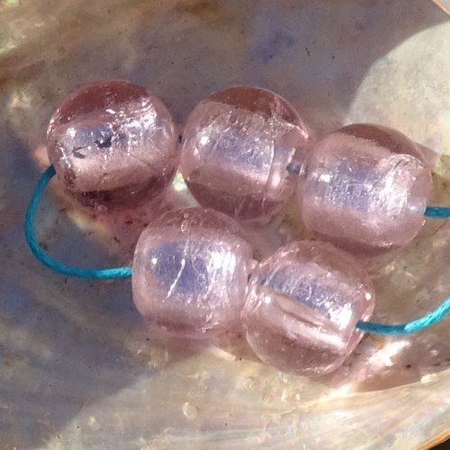 Lot de 5 perles destockées, verre, perl.6553