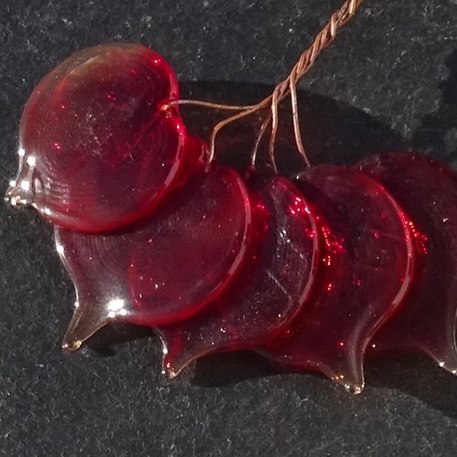 Lot de 5 headpins en verre filé, lampwork, verre de murano, perl.6559