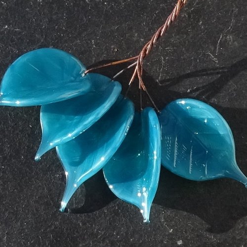 Lot de 5 headpins en verre filé, lampwork, verre de murano, perl.6560