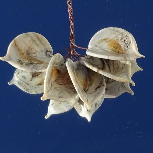 Lot de 5 headpins en verre filé, lampwork, verre de murano, perl.6561