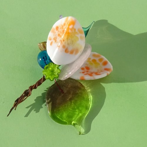 Lot de 9 headpins verre filé, lampwork, verre de murano, perl.6564