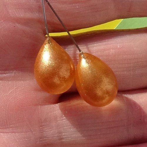 Duo de headpins en verre filé, lampwork,perl.6566