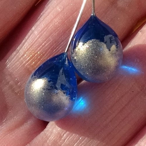 Duo de headpins en verre filé, lampwork,perl.6567