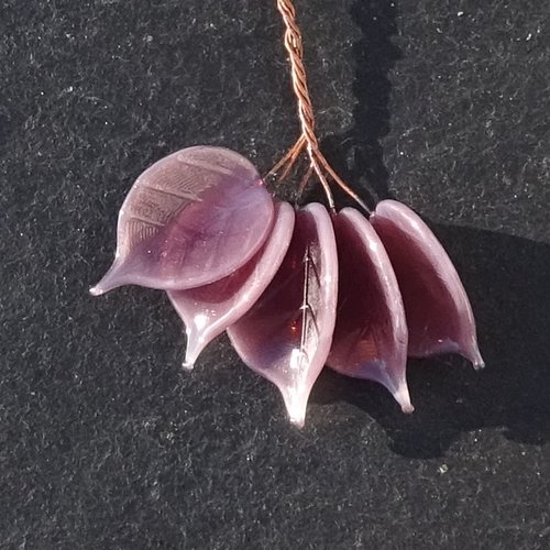 Lot de 5 headpins en verre filé, lampwork, verre de murano, perl.6581