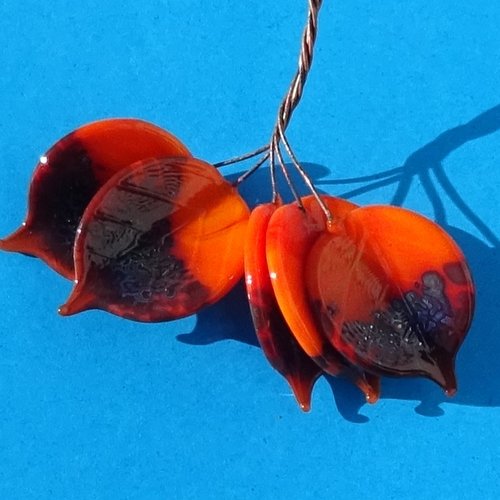 Lot de 5 headpins en verre filé, lampwork, verre de murano, perl.6588