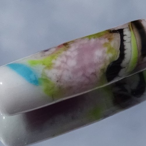 Perle cylindrique, verre de murano, lampwork, verre filé,  perl.4875