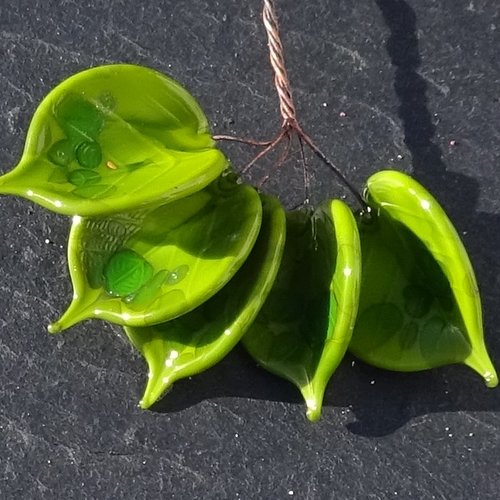 Lot de 5 headpins en verre filé, lampwork, verre de murano, perl.6607