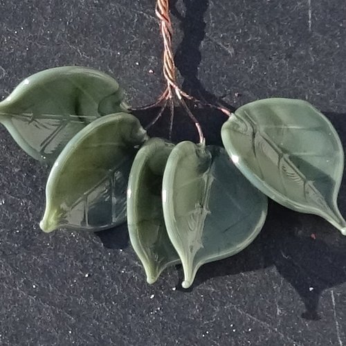 Lot de 5 headpins en verre filé, lampwork, verre de murano, perl.6608