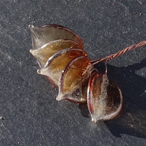 Lot de 5 headpins en verre filé, lampwork, verre de murano, perl.6609