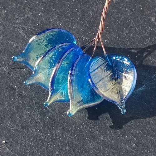 Lot de 5 headpins en verre filé, lampwork, verre de murano, perl.6610