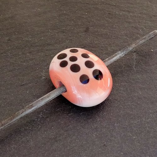 Perle en verre de murano, verre filé, perle galet, lampwork perl.2470