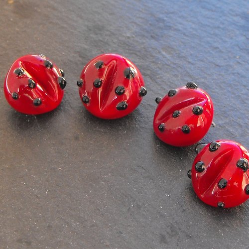 Coccinelles bouton en verre de murano perl.1743