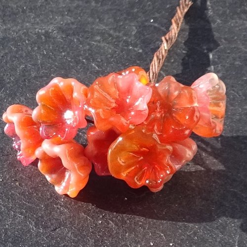 10 headpins en verre filé, lampwork, verre de murano, perl.6614