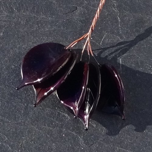 Lot de 5 headpins en verre filé, lampwork, verre de murano, perl.6615