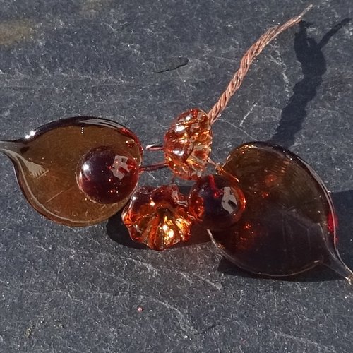 Headpins en verre filé, lampwork, verre de murano, perl.6616