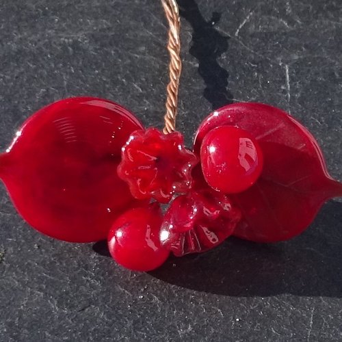 Headpins en verre filé, lampwork, verre de murano, perl.6617