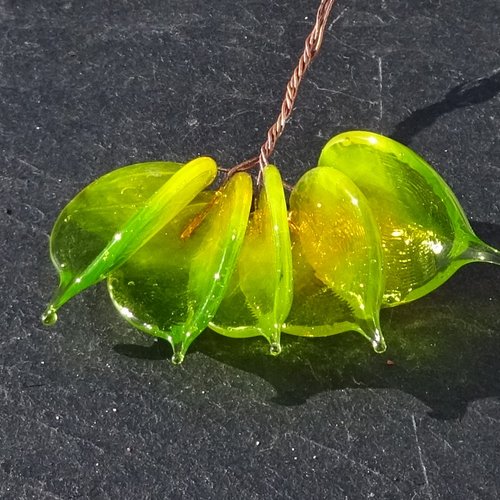 Lot de 5 headpins en verre filé, lampwork, verre de murano, perl.6619
