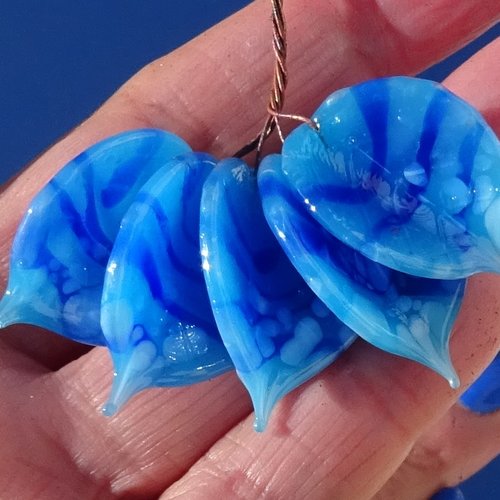 Lot de 5 headpins en verre filé, lampwork, verre de murano, perl.6620