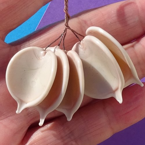 Lot de 5 headpins en verre filé, lampwork, verre de murano, perl.6622