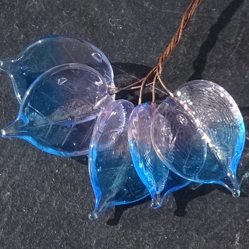 Lot de 5 headpins en verre filé, lampwork, verre de murano, perl.6641
