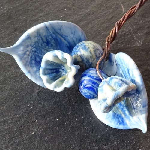 Headpins en verre filé, lampwork, verre de murano, perl.5829