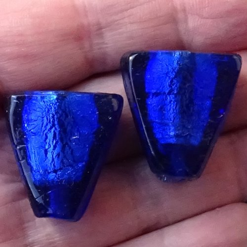 Lot de 2 perles destockées, verre, perl.5765