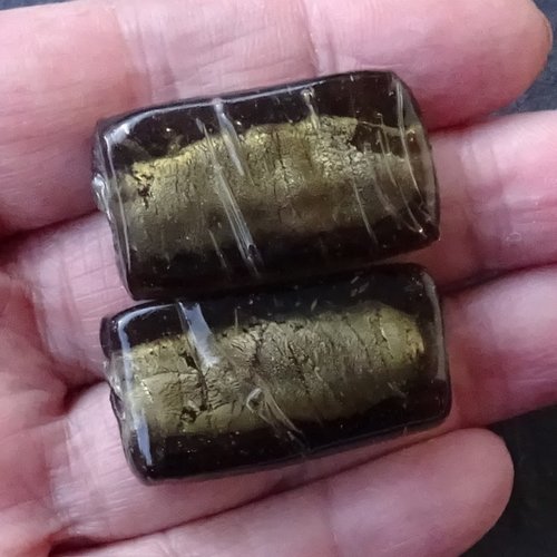 Lot de 2 perles destockées, verre, perl.5766