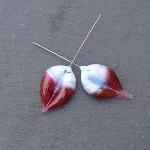 Headpins verre filé, lampwork, verre de murano, perl.3381