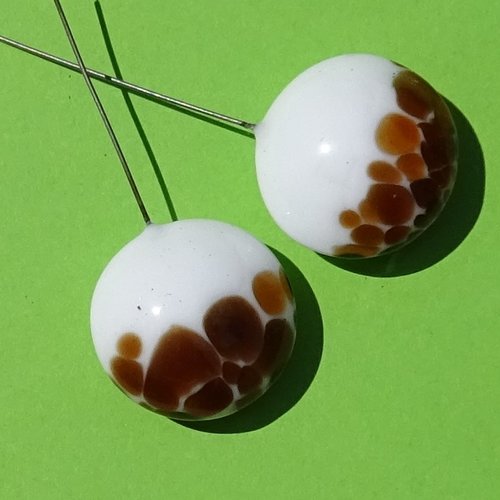 Headpins verre filé, lampwork, verre de murano, perl.3853