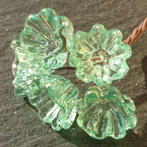 Lot de 5 headpins en verre filé, lampwork, verre de murano, perl.5757