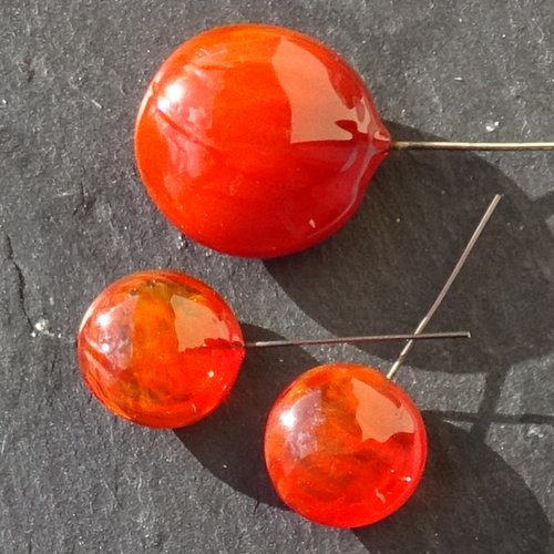 Lot de 3 headpins en verre filé, lampwork, verre de murano, perl.5770