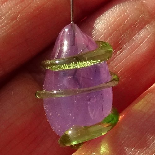 Headpin en verre filé, lampwork, verre de murano, perl.5777
