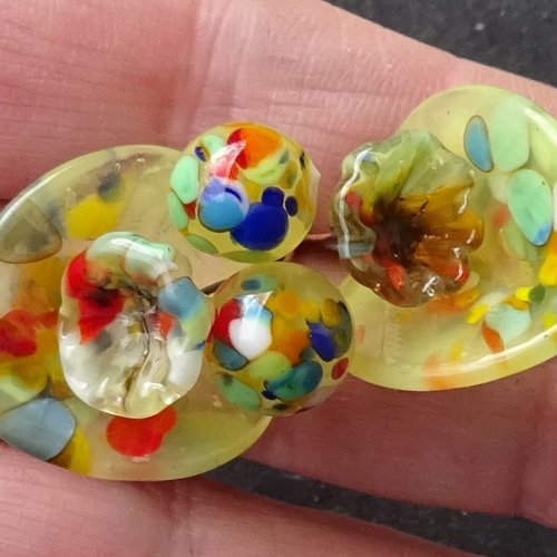 Headpins en verre filé, lampwork, verre de murano, perl.5794