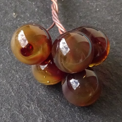 5 headpins en verre filé, lampwork, verre de murano, perl.5797