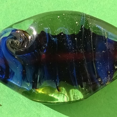 Jolie perle plate biconique, verre de murano, lampwork, verre filé,  perl.5185