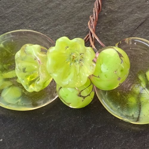 Headpins en verre filé, lampwork, verre de murano, perl.5836