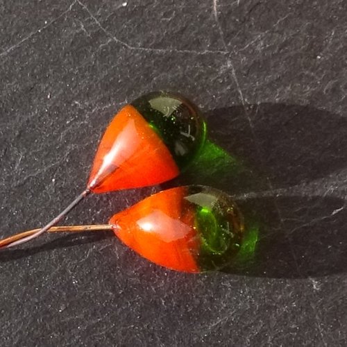 Duo de headpins en verre filé, lampwork,perl.5837