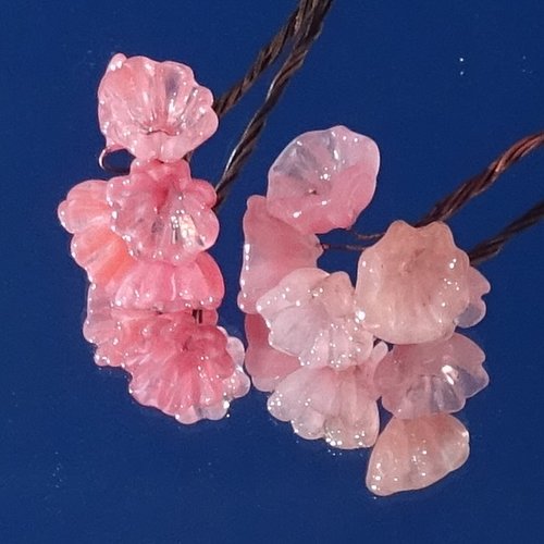 Lot de 10 headpins en verre filé, lampwork, verre de murano, perl.6664