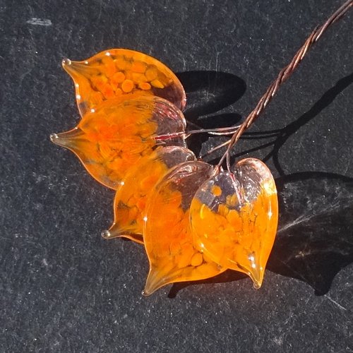 Lot de 5 headpins en verre filé, lampwork, verre de murano, perl.6665