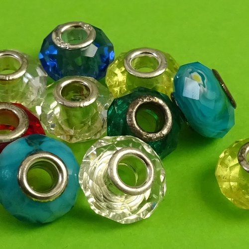Lot de 10 perles destockées, verre, perl.4588