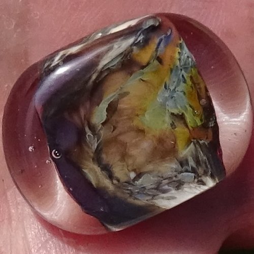 Grande perle plate en verre de murano perl.4941