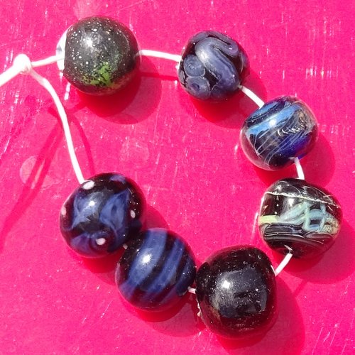Lot de 7 perles en verre de murano perl.3893