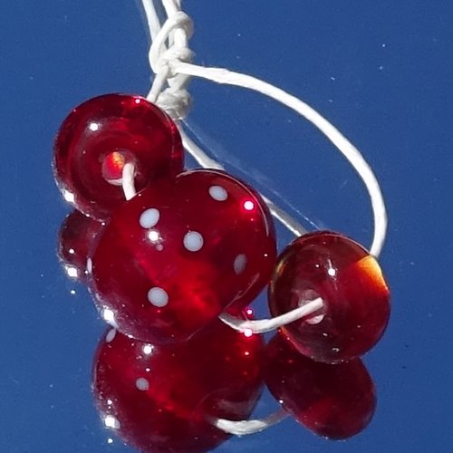 Set de perles lampwork, verre filé, murano, perl.3826