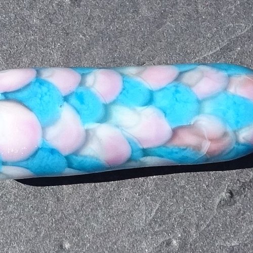 Grande perle cylindre, verre de murano, lampwork, verre filé,  perl.3831