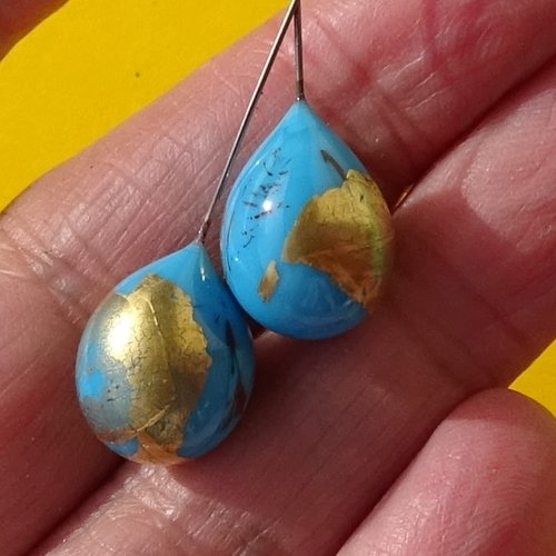 Duo de headpins en verre de murano perl.5866